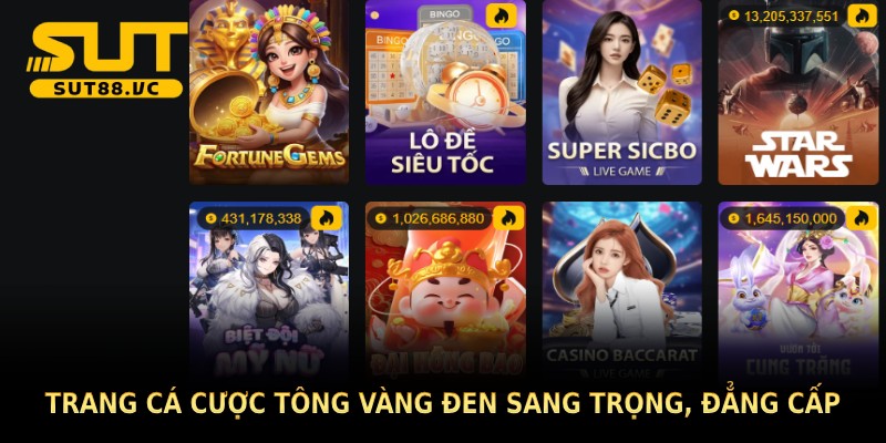 Trang cá cược tông vàng đen sang trọng, đẳng cấp